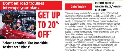 Select Canadian Tire Roadside Assistance® Plans