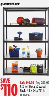 Mastercraft 5-Shelf Metal & Wood Rack