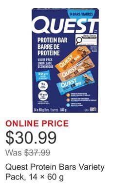 Quest Protein Bars Variety Pack, 14 × 60 g