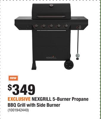 EXCLUSIVE NEXGRILL 5-Burner Propane BBQ Grill with Side Burner