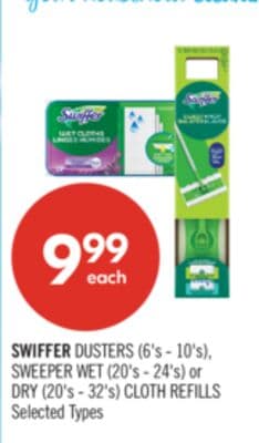 SWIFFER DUSTERS (6's - 10's), SWEEPER WET (20's - 24's) or DRY (20's - 32's) CLOTH REFILLS