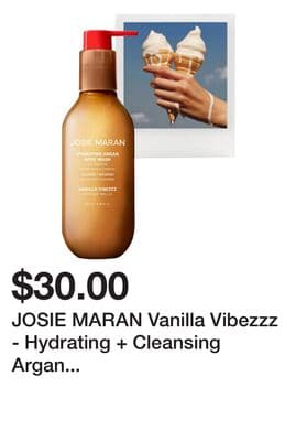 JOSIE MARAN Vanilla Vibezzz - Hydrating + Cleansing Argan Refillable Body Wash
