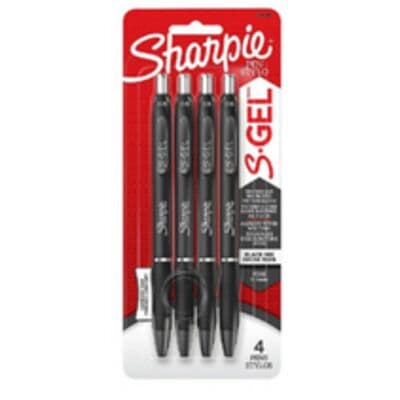 Sharpie S-Gel Pen, 0.5mm, Black, 4 pk