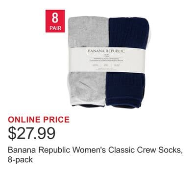 Banana Republic Women's Classic Crew Socks, 8-pack