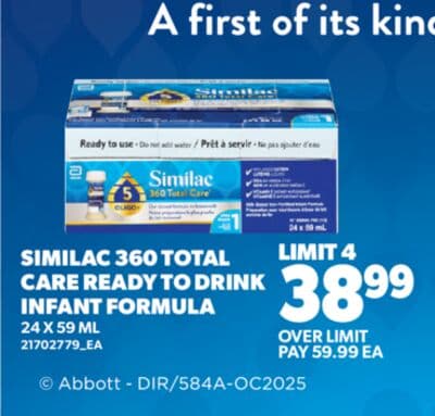 SIMILAC 360 TOTAL CARE READY TO DRINK INFANT FORMULA 24, X 59 ML