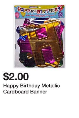 Happy Birthday Metallic Cardboard Banner