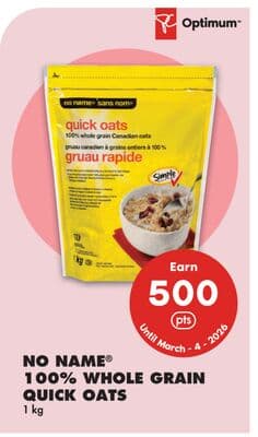 NO NAME® 100% WHOLE GRAIN QUICK OATS, 1 kg