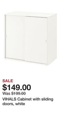 VIHALS Cabinet with sliding doors, white