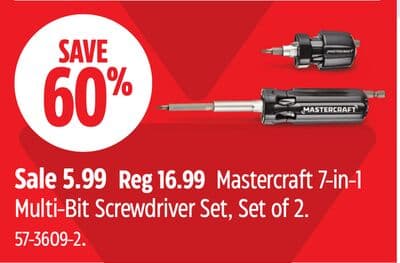 Mastercraft 7-in-1 Multi-Bit Screwdriver Set, Set of 2