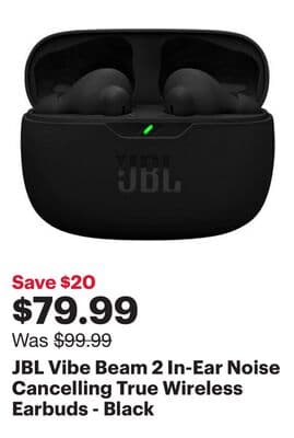 JBL Vibe Beam 2 In-Ear Noise Cancelling True Wireless Earbuds - Black