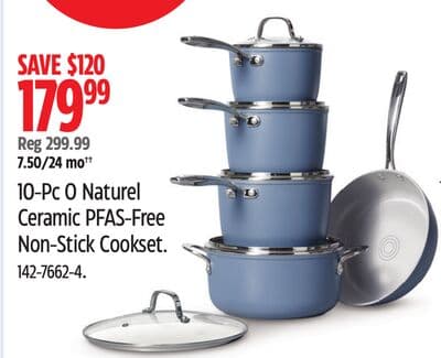 10-Pc O Naturel Ceramic PFAS-Free Non-Stick Cookset.