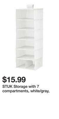 STUK Storage with 7 compartments, white/gray,