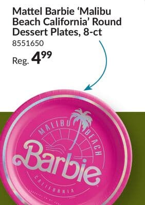 Mattel Barbie 'Malibu Beach California' Round Dessert Plates 8-ct