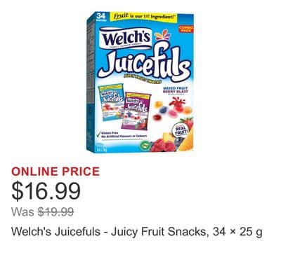 Welch's Juicefuls - Juicy Fruit Snacks, 34 × 25 g