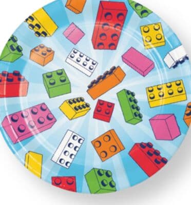 Block Bash Round Paper Disposable Dessert Plates, Multi-Colour, 7-in, 8-pk, for Birthday Party