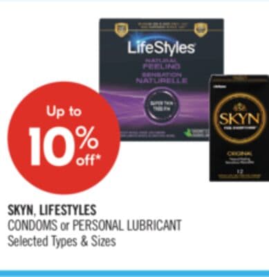 SKYN, LIFESTYLES CONDOMS or PERSONAL LUBRICANT