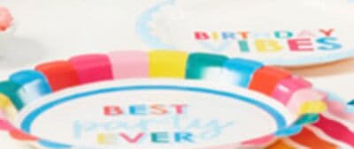 Birthday Vibes Multi-Colour Scallop "Best Party Ever" Lunch Plates, 9-in, For Birthday/Party/Milestone