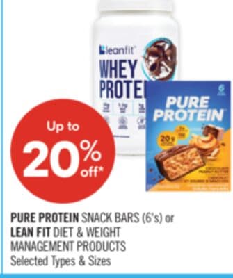 PURE PROTEIN SNACK BARS (6's) or LEAN FIT DIET & WEIGHT MANAGEMENT PRODUCTS