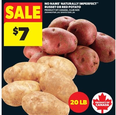 NO NAME® NATURALLY IMPERFECT™ RUSSET OR RED POTATO, 20 lb