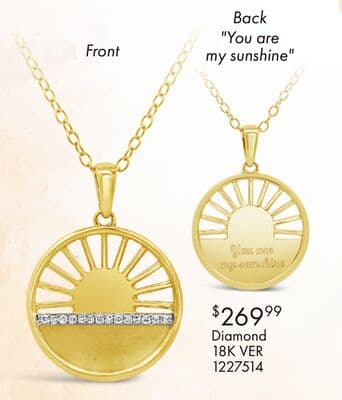 Diamond "You Are My Sunshine" Pendant in 18k Yellow Gold Vermeil