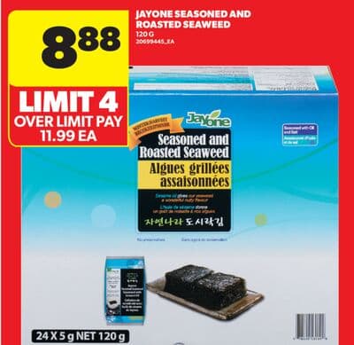 JAYONE SEASONED AND ROASTED SEAWEED, 120 G