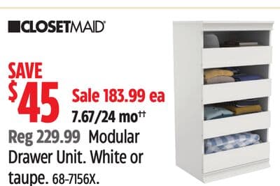 Closetmaid Modular Drawer Unit. White or taupe