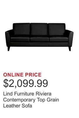 Lind Furniture Riviera Contemporary Top Grain Leather Sofa