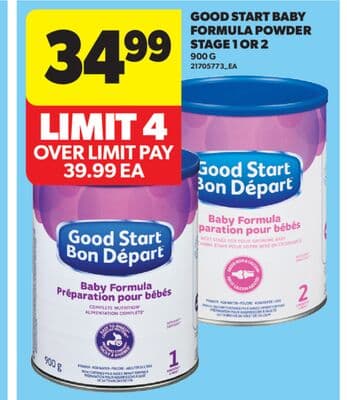 GOOD START BABY FORMULA POWDER STAGE 1 OR 2, 900 G