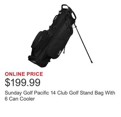 Sunday Golf Pacific 14 Club Golf Stand Bag With 6 Can Cooler