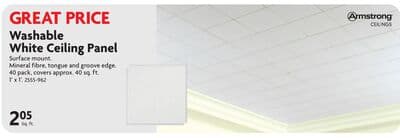 Washable White Ceiling Panel