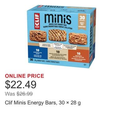 Clif Minis Energy Bars, 30 × 28 g