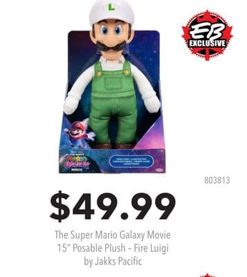 The Super Mario Galaxy Movie 15" Posable Plush – Fire Luigi by Jakks Pacific