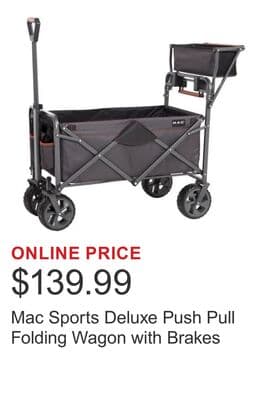 Mac Sports Deluxe Push Pull Folding Wagon with Brakes