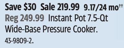 Instant Pot 7.5-Qt Wide-Base Pressure Cooker.