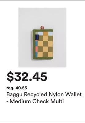 Baggu Recycled Nylon Wallet - Medium Check Multi