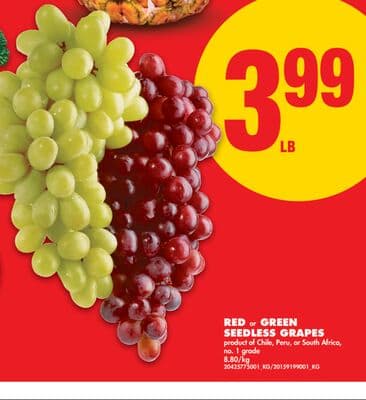 RED OR GREEN SEEDLESS GRAPES