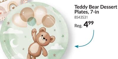 Teddy Bear Party Supplies Disposable Dessert Plates, 7-in, 8-ct