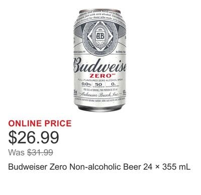 Budweiser Zero Non-alcoholic Beer 24 × 355 mL