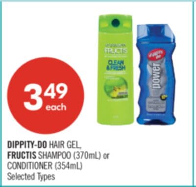 DIPPITY-DO HAIR GEL FRUCTIS SHAMPOO (370mL) or CONDITIONER (354mL)