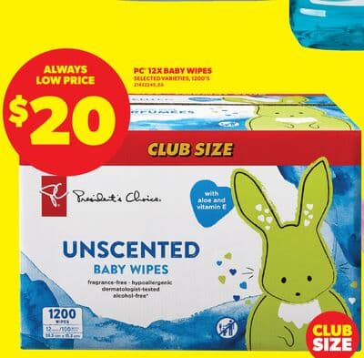 PC® 12X BABY WIPES, 1200' S