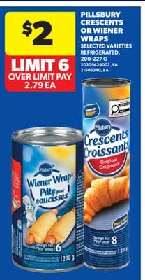 PILLSBURY CRESCENTS OR WIENER WRAPS, 200-227 G