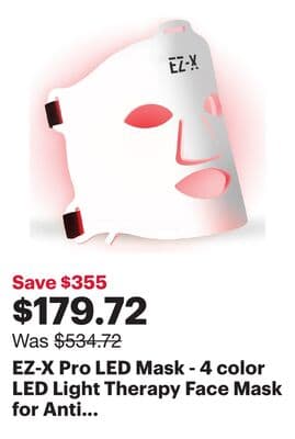 EZ-X Pro LED Mask - 4 color LED Light Therapy Face Mask for Anti Aging, Skin Tone & Acne- Infrared, Blue, Yellow & Red Light Therapy for Face- 240 LEDs