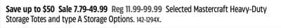 Selected Mastercraft Heavy-Duty Storage Totes and type A Storage Options