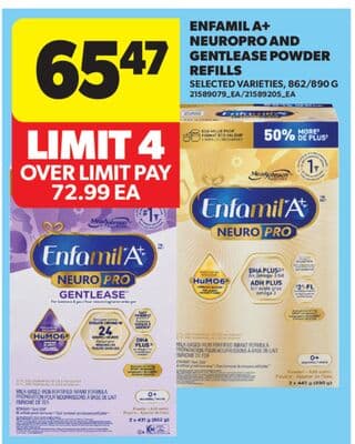 ENFAMIL A+ NEUROPRO AND GENTLEASE POWDER REFILLS, 862/890 G