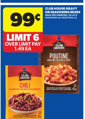 CLUB HOUSE GRAVY OR SEASONING MIXES, 20-47 G