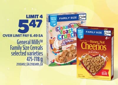 GENERAL MILLS TM FAMILY SIZE CEREALS, 475-778 g