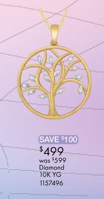 10K Yellow Gold Diamond Tree of Life Pendant