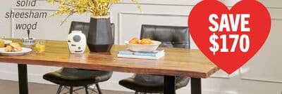 Bowery 6pc Dining Set with Table, Bench & 4 Avis Chairs, Sheesham Wood, Metal, 80"W - Brown