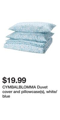 CYMBALBLOMMA Duvet cover and pillowcase(s), white/blue