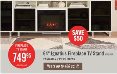 Ignatius 64" Modern Electric Fireplace TV Stand with Storage & Cable Management for TVs up to 70"- White